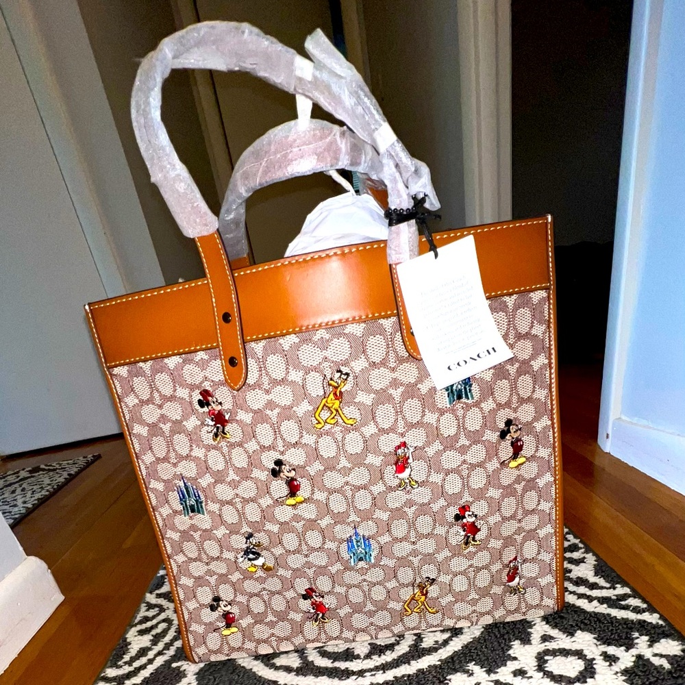 Disney X Coach Field Tote 40 In Signature Textile Jacquard